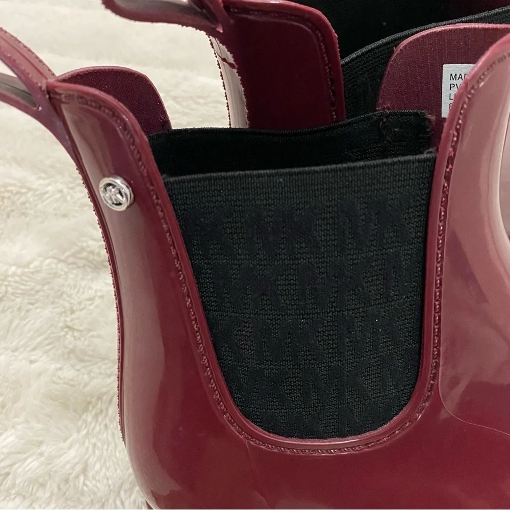 MICHAEL Michael Kors Charm Gore Glossy Red Rain Bootie Boots Size 8